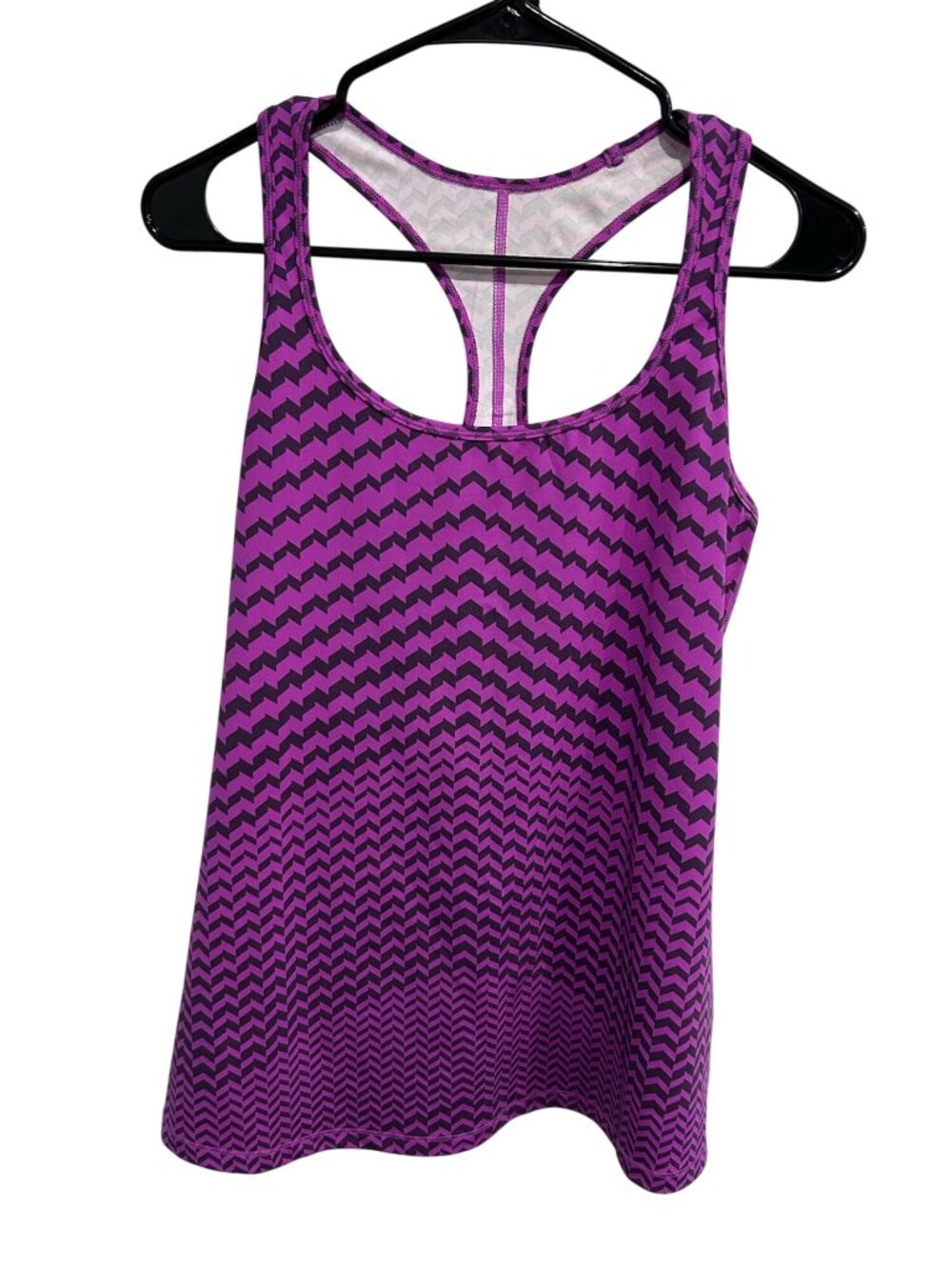 New Balance Purple Black Chevron Racerback Tank Top Size L Collegiate Minimalist